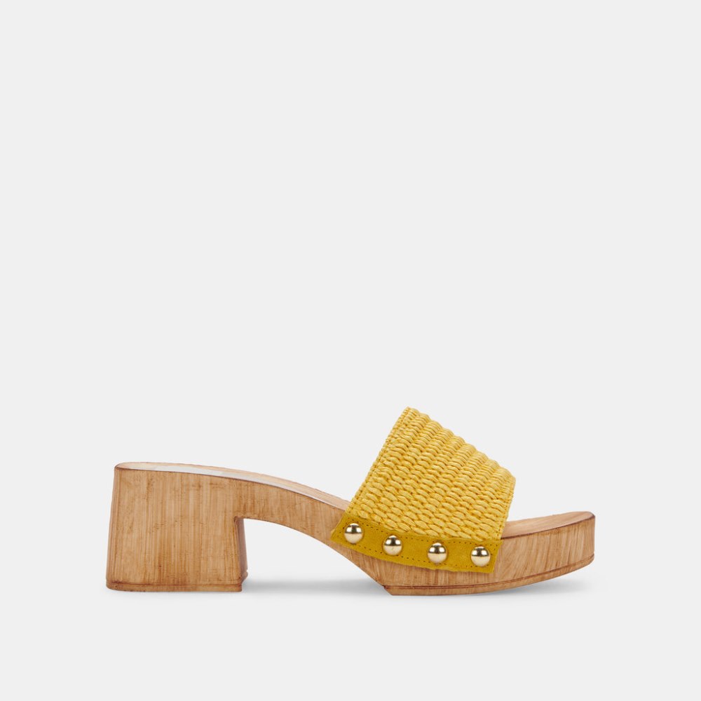 Dolce Vita Oakley Heels Yellow Raffia