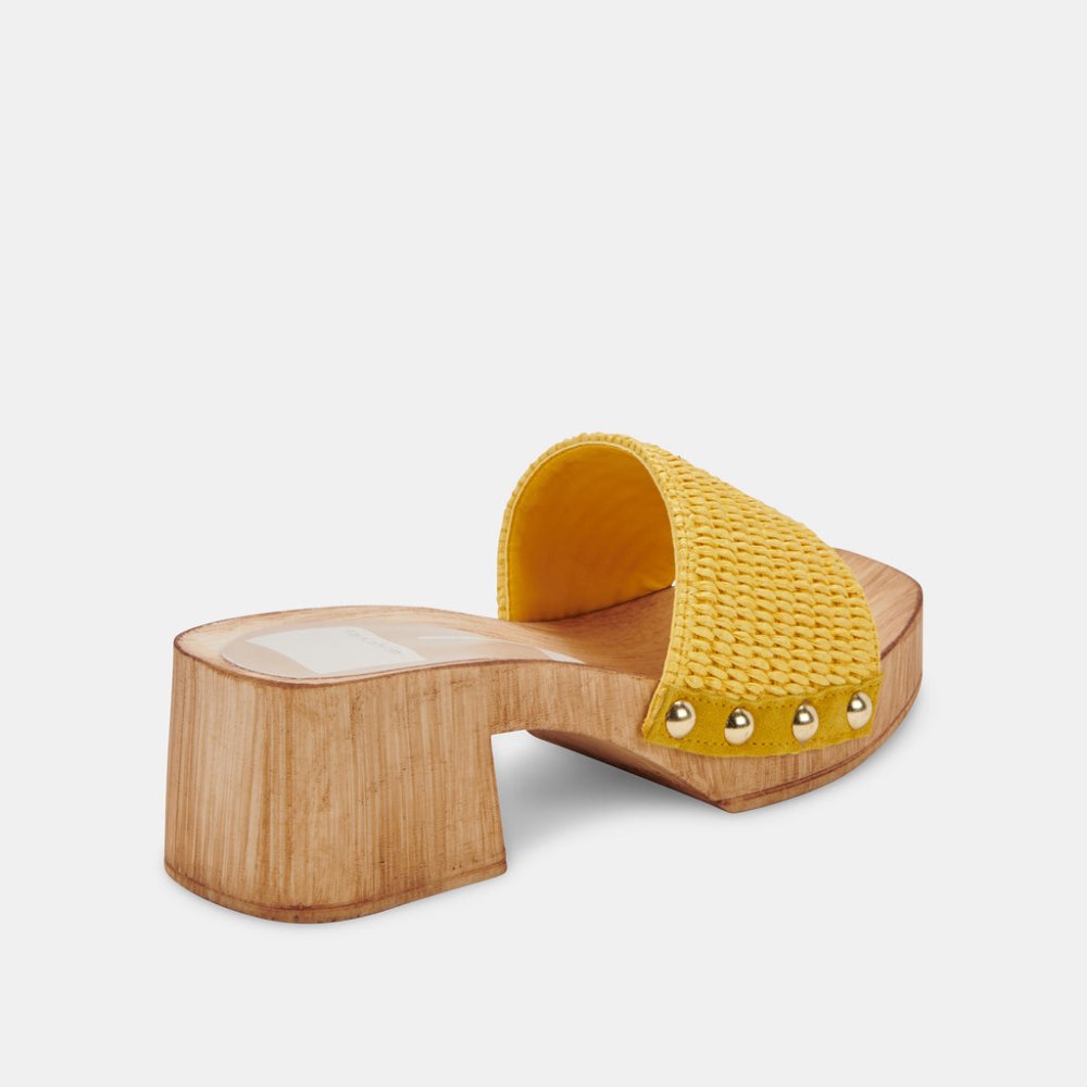 Dolce Vita Oakley Heels Yellow Raffia