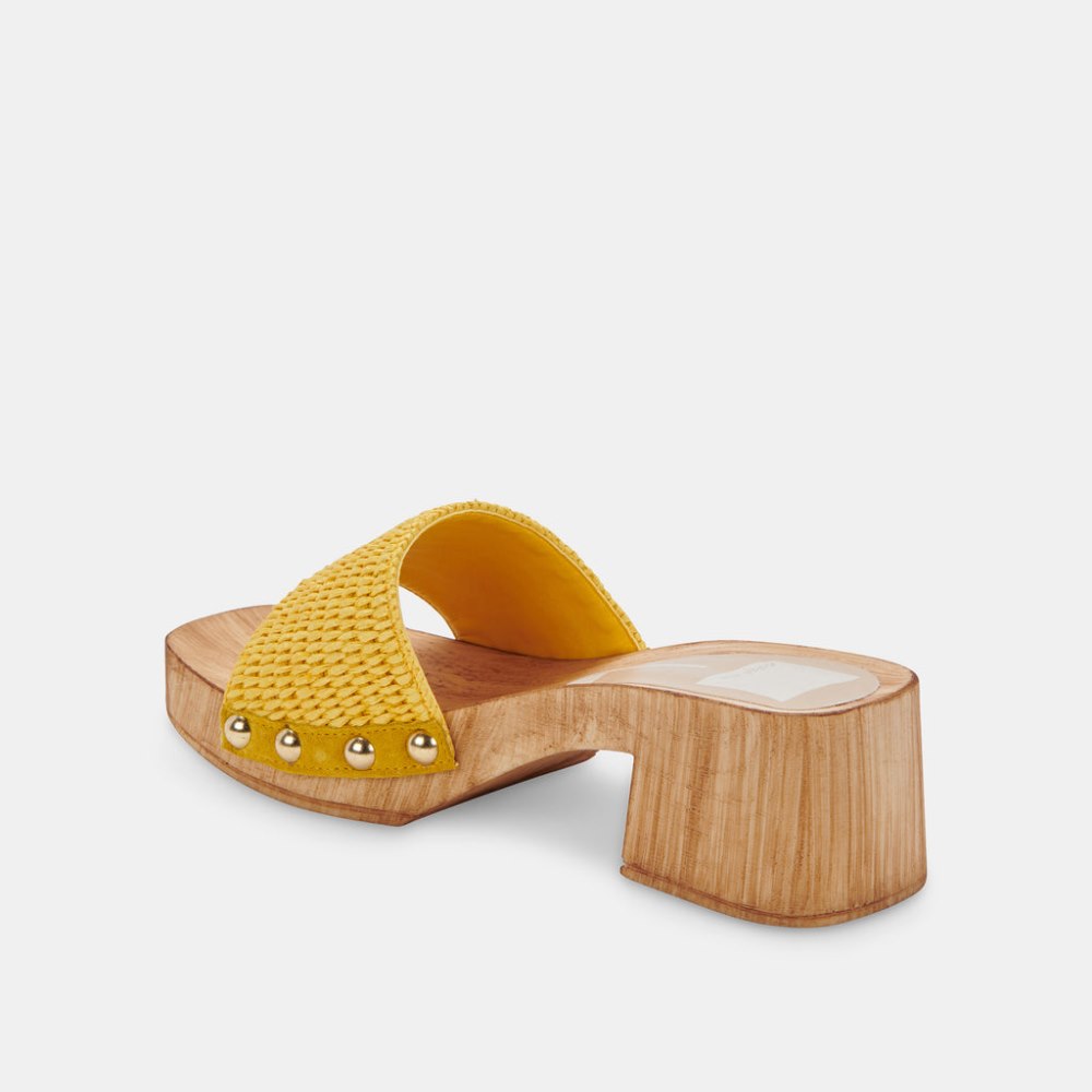 Dolce Vita Oakley Heels Yellow Raffia