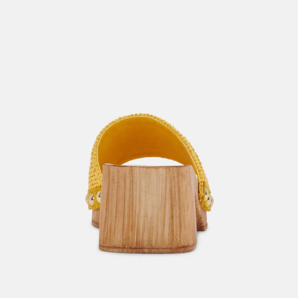 Dolce Vita Oakley Heels Yellow Raffia