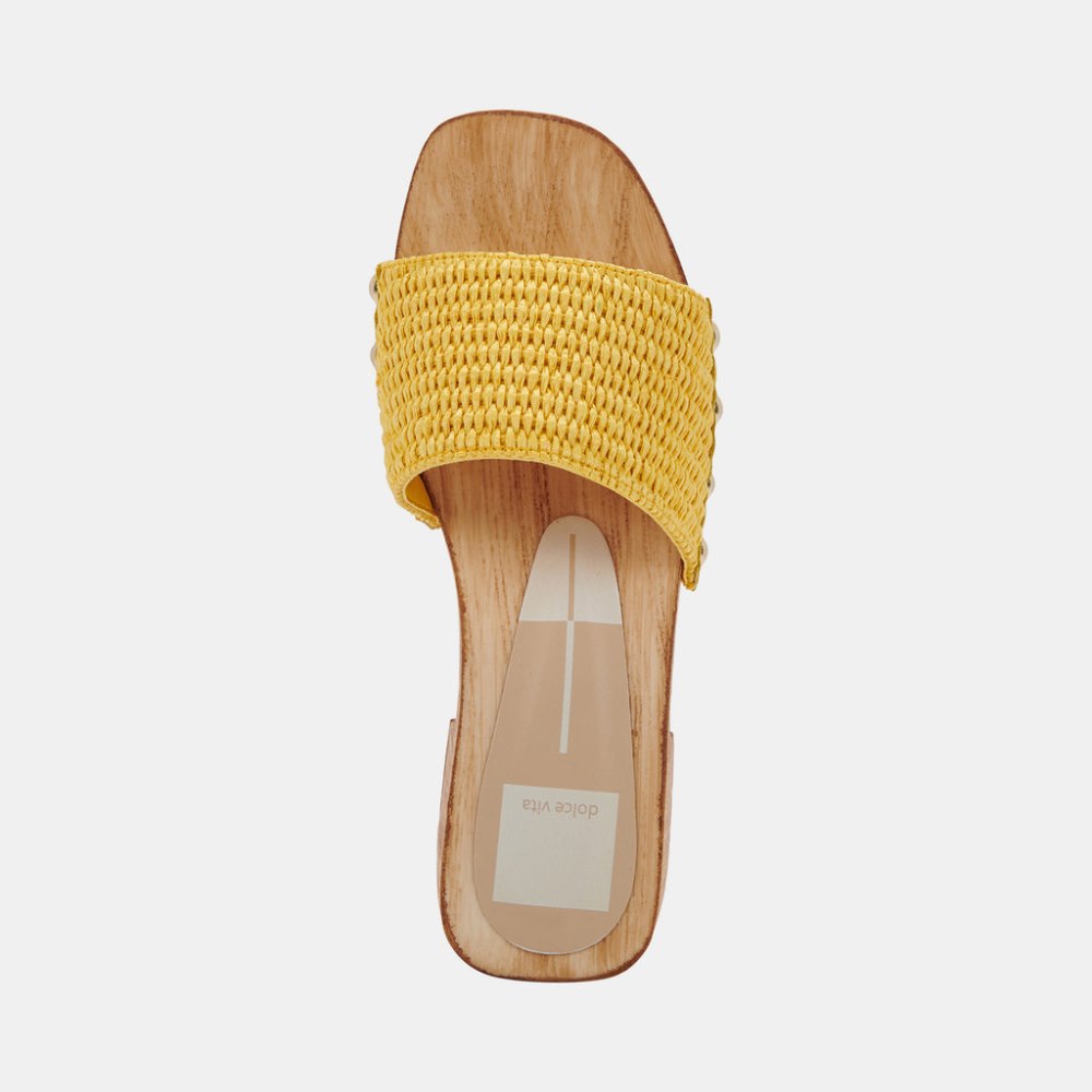 Dolce Vita Oakley Heels Yellow Raffia