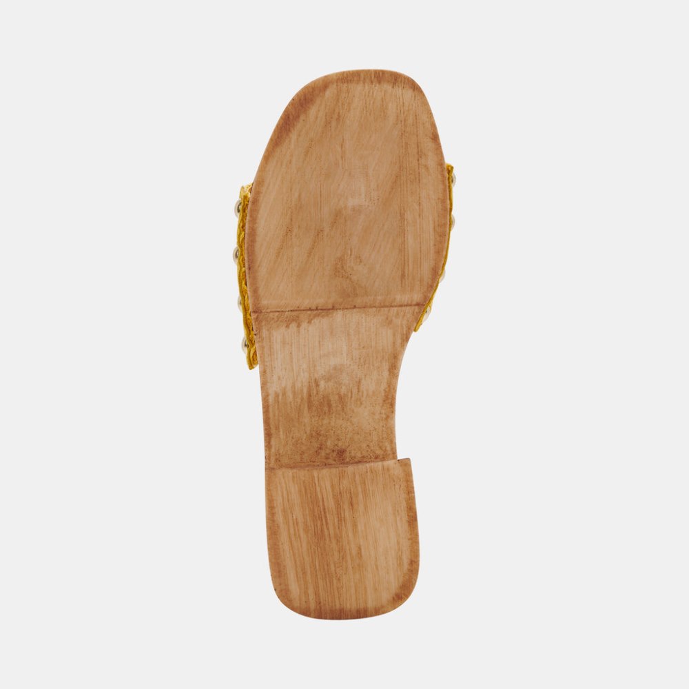 Dolce Vita Oakley Heels Yellow Raffia