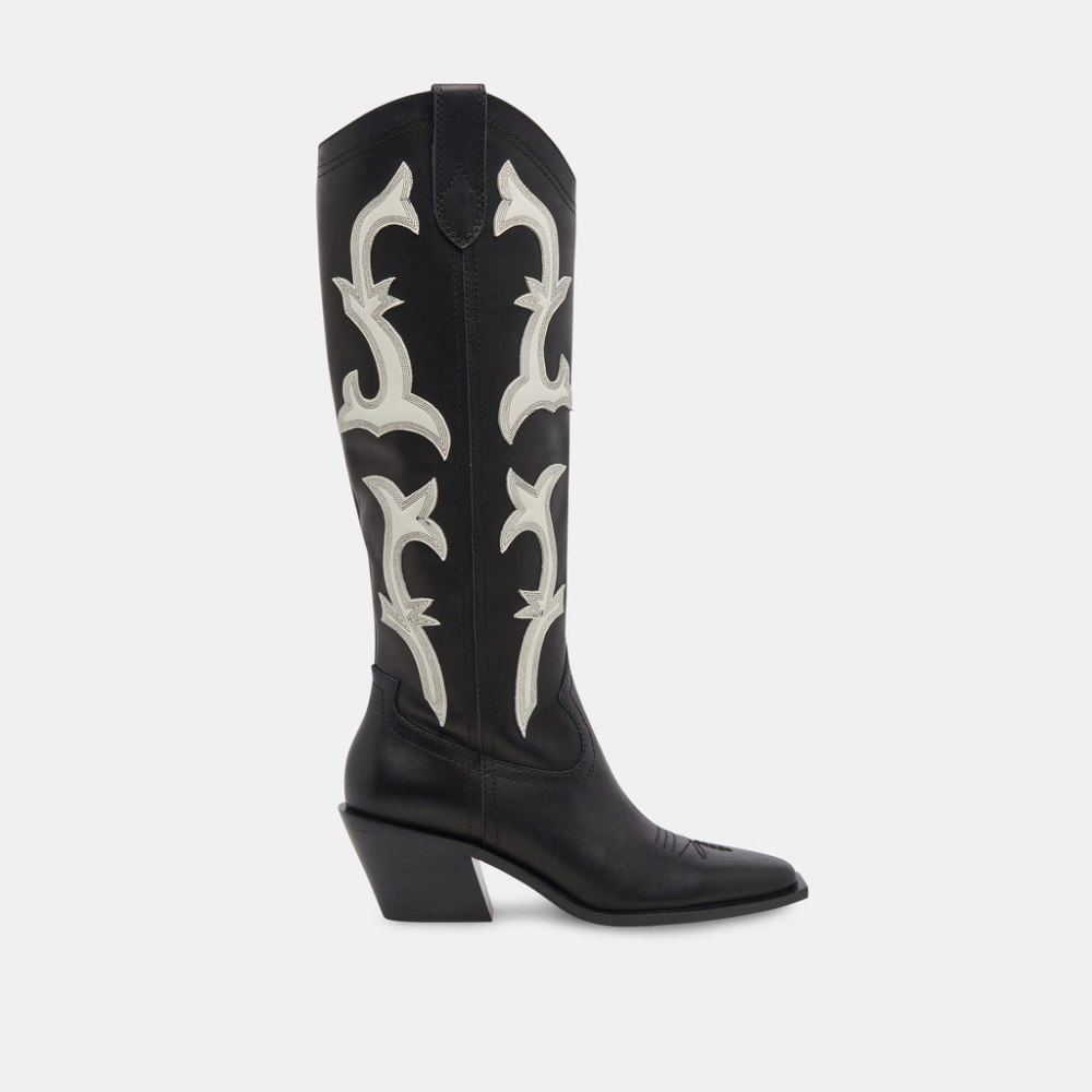Dolce Vita Samare Boots Black White Leather