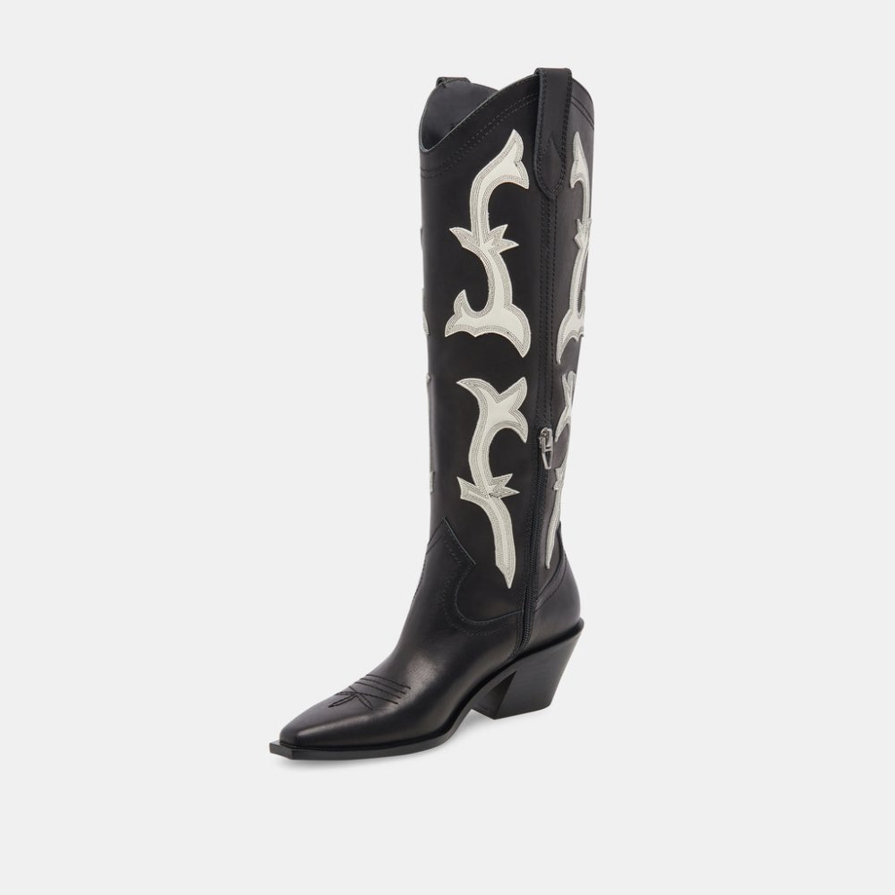 Dolce Vita Samare Boots Black White Leather
