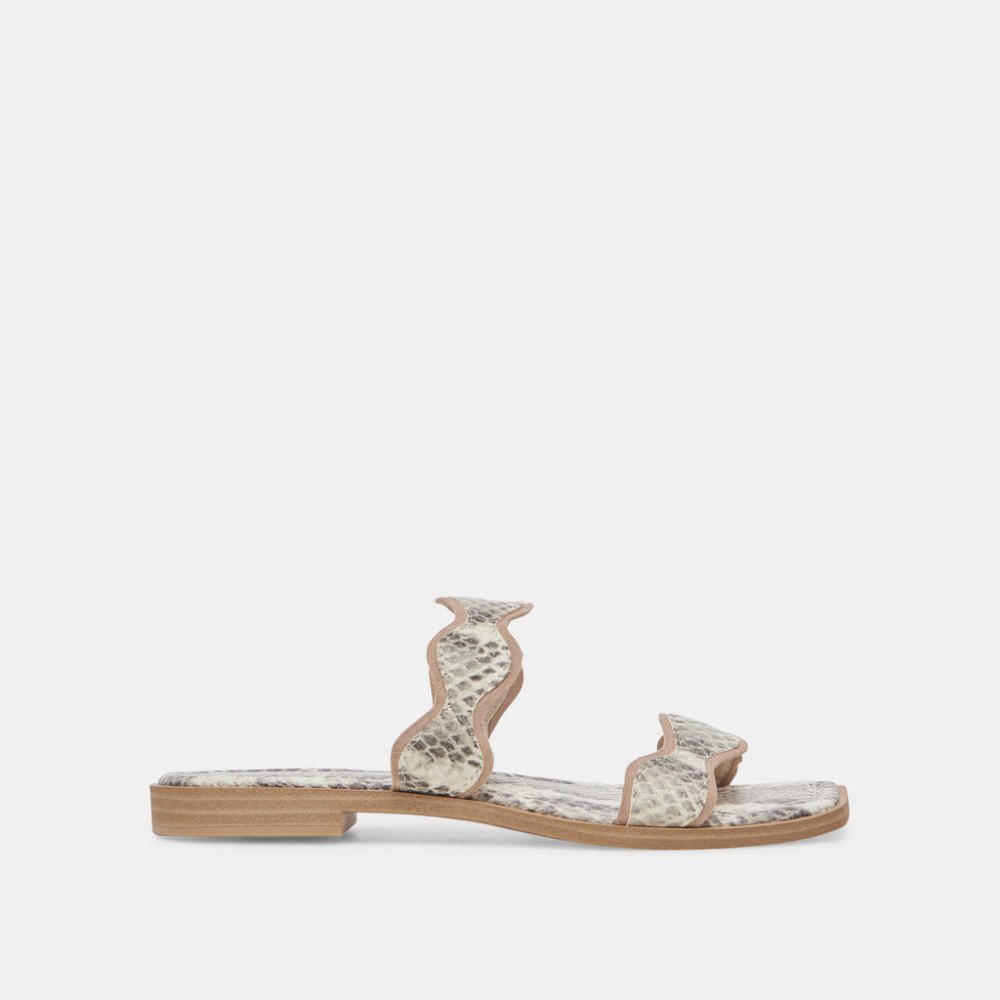 Dolce Vita Ilva Sandals Grey White Embossed Leather