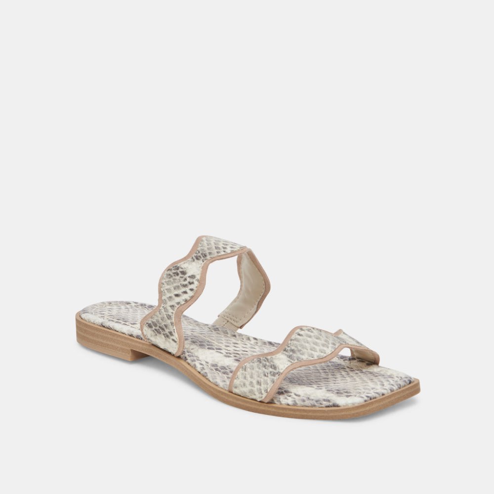Dolce Vita Ilva Sandals Grey White Embossed Leather