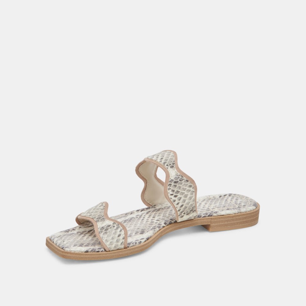 Dolce Vita Ilva Sandals Grey White Embossed Leather