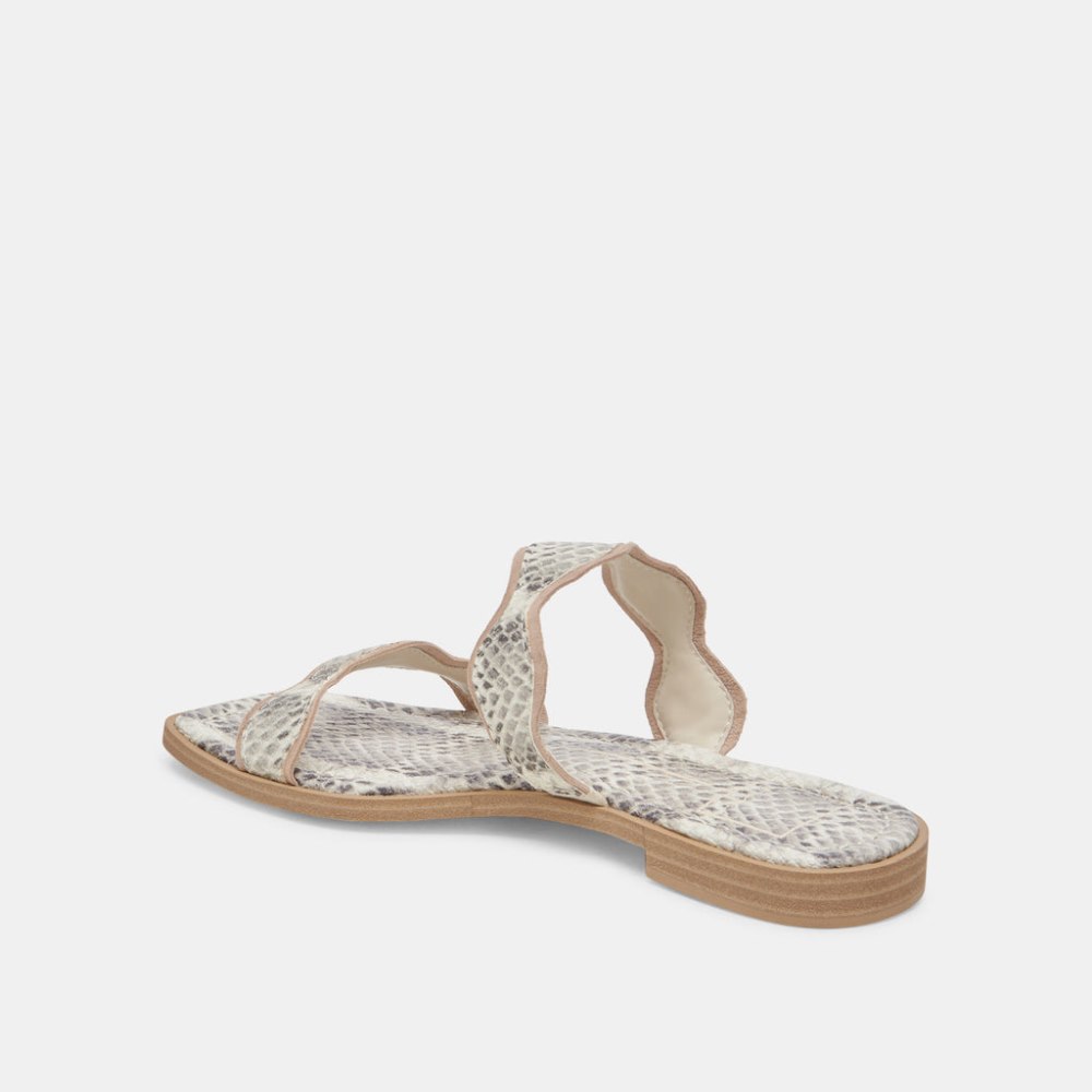 Dolce Vita Ilva Sandals Grey White Embossed Leather