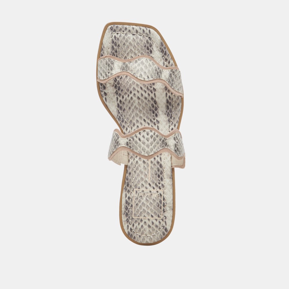 Dolce Vita Ilva Sandals Grey White Embossed Leather