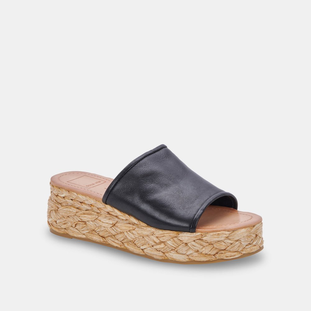 Dolce Vita Pablos Wide Sandals Black Leather