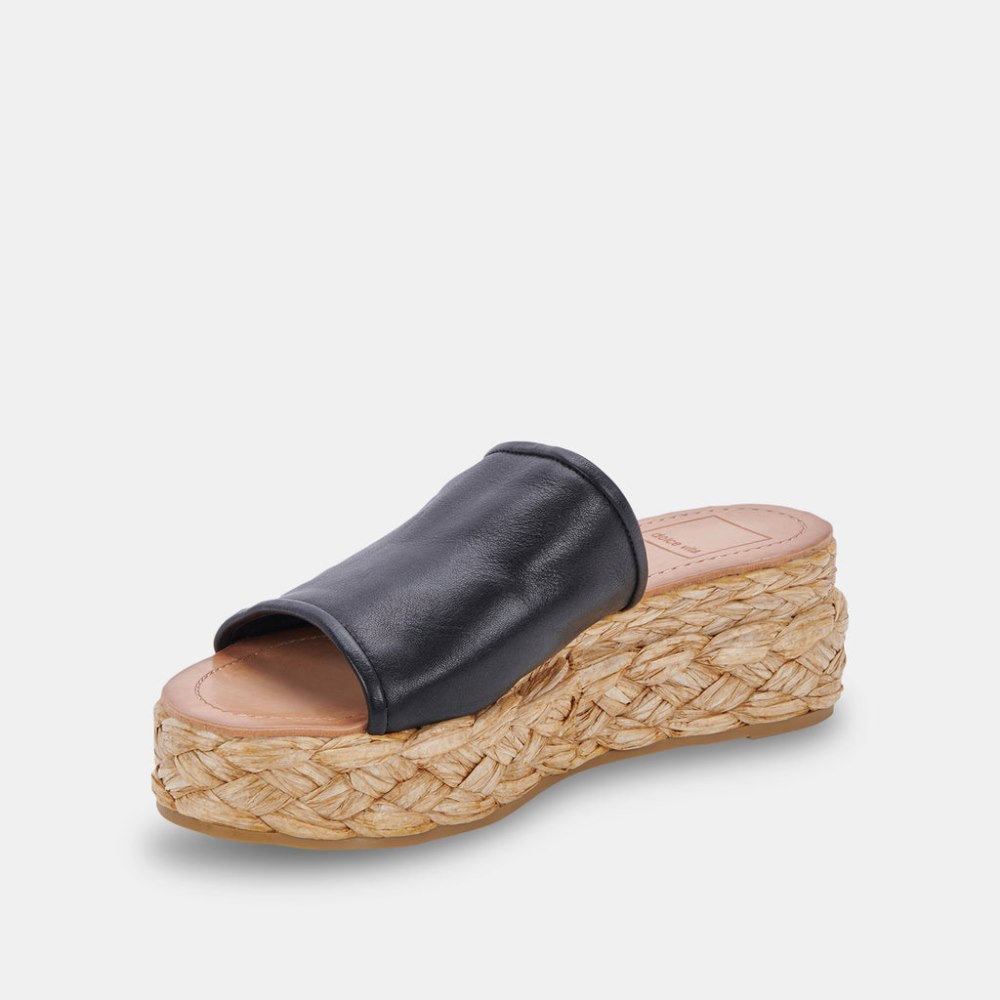 Dolce Vita Pablos Wide Sandals Black Leather