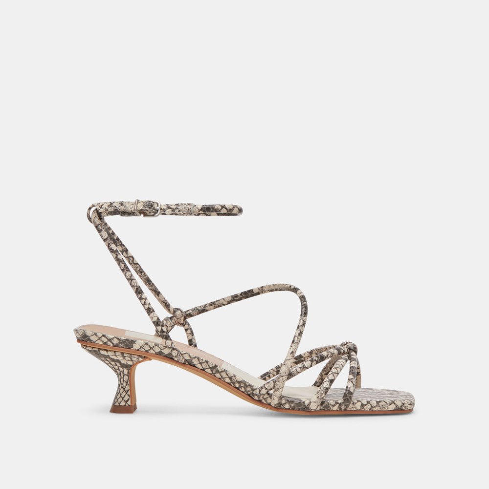 Dolce Vita Bev Heels Black White Embossed Snake