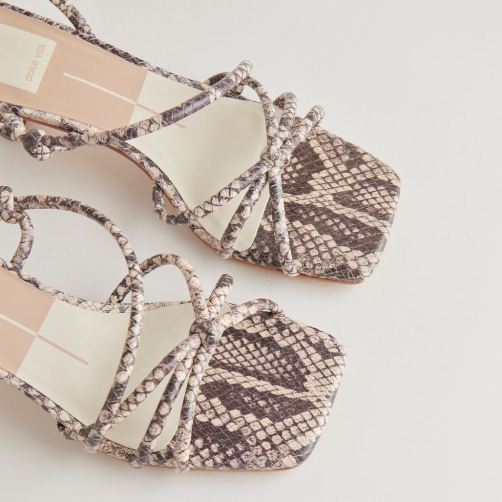 Dolce Vita Bev Heels Black White Embossed Snake