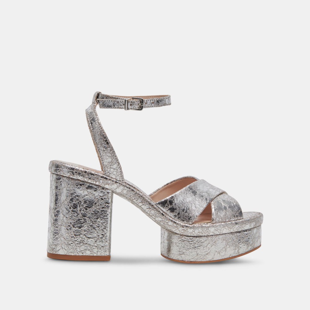 Dolce Vita Laisha Heels Silver Distressed Leather