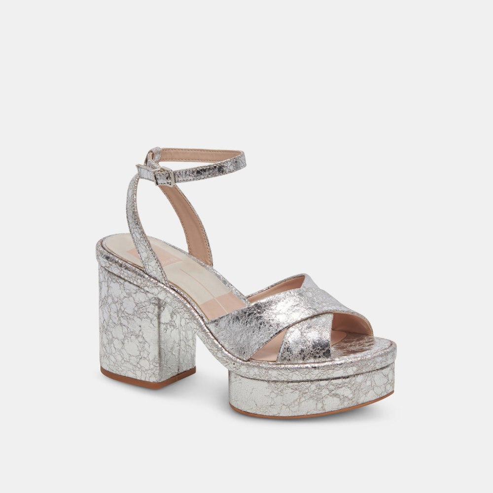 Dolce Vita Laisha Heels Silver Distressed Leather