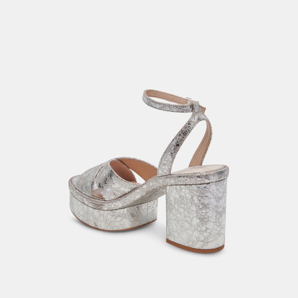 Dolce Vita Laisha Heels Silver Distressed Leather