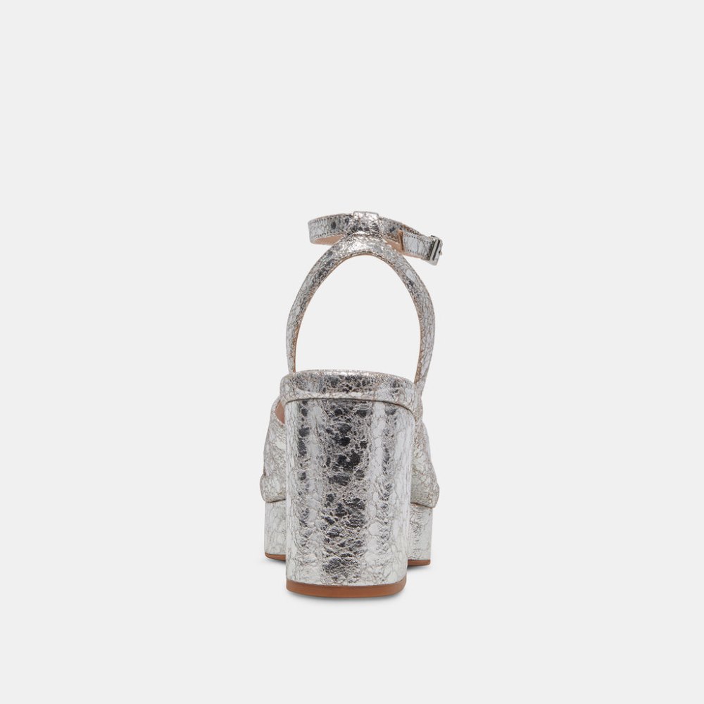 Dolce Vita Laisha Heels Silver Distressed Leather