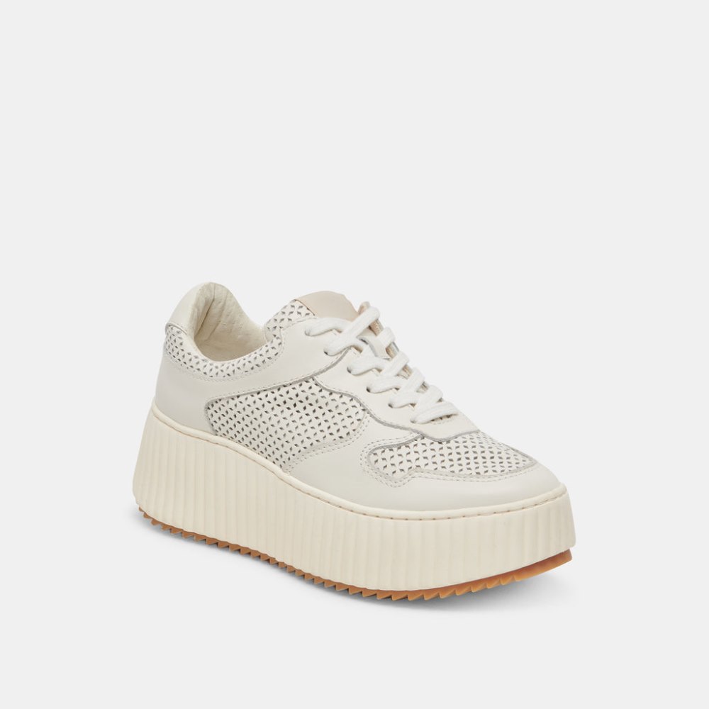 Dolce Vita Daisha Sneakers White Perforated Leather