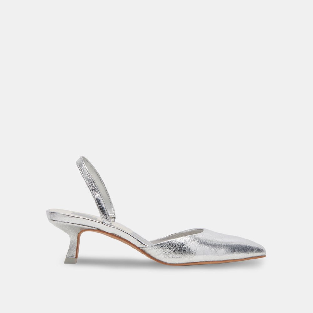 Dolce Vita Corsa Heels Silver Crackled Leather