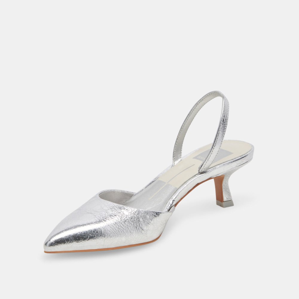Dolce Vita Corsa Heels Silver Crackled Leather