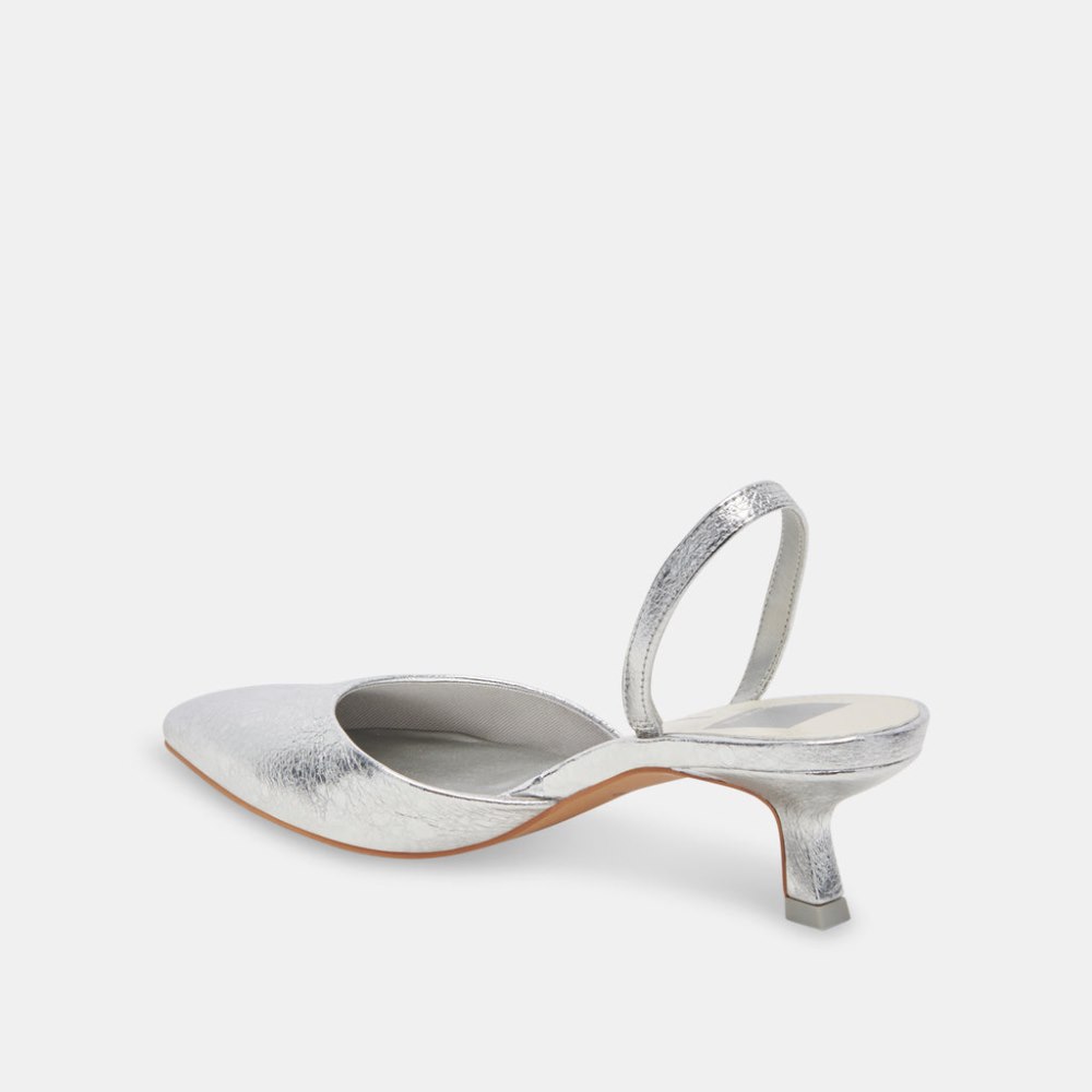 Dolce Vita Corsa Heels Silver Crackled Leather