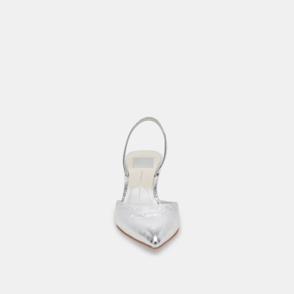 Dolce Vita Corsa Heels Silver Crackled Leather