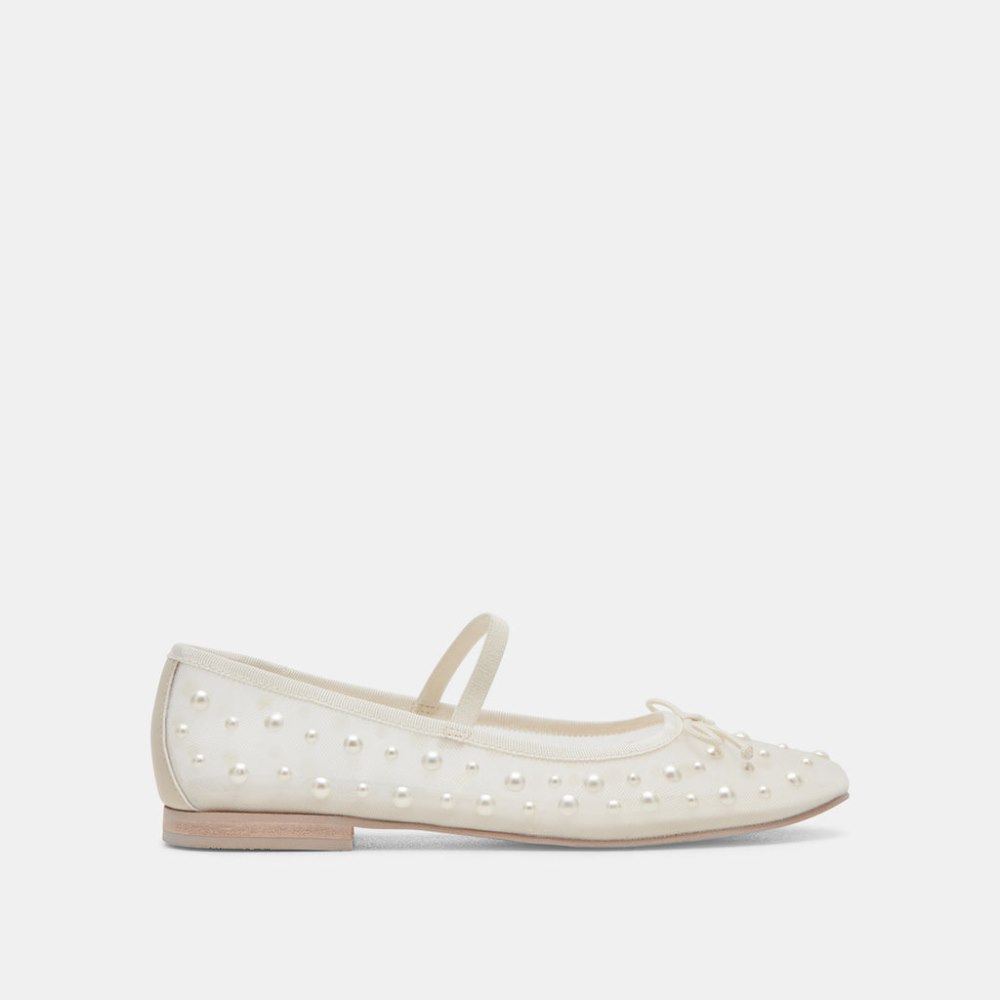 Dolce Vita Cadel Pearl Ballet Flats Ivory Mesh