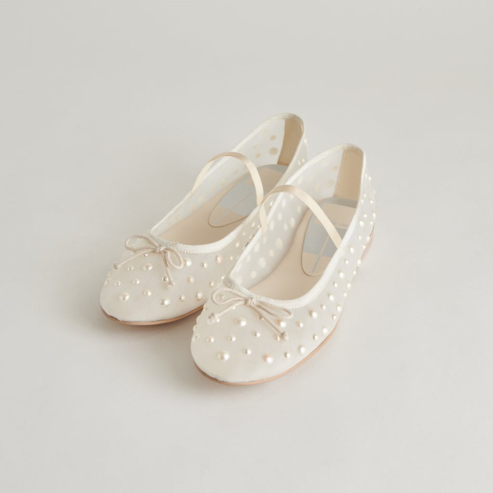 Dolce Vita Cadel Pearl Ballet Flats Ivory Mesh