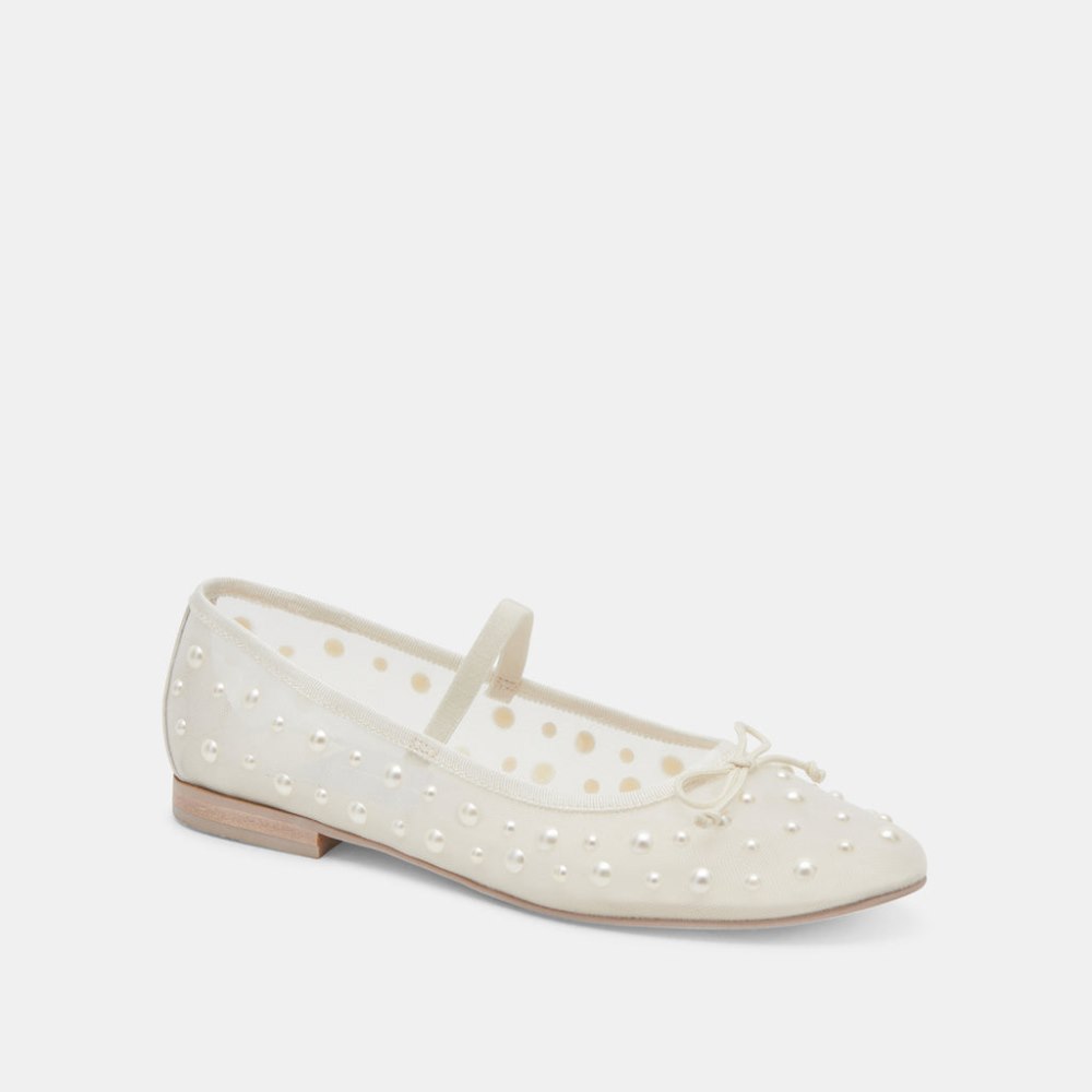 Dolce Vita Cadel Pearl Ballet Flats Ivory Mesh