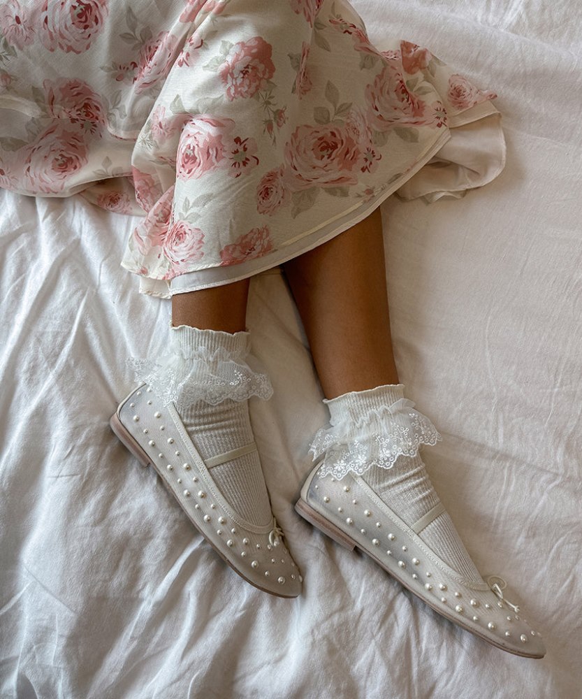 Dolce Vita Cadel Pearl Ballet Flats Ivory Mesh