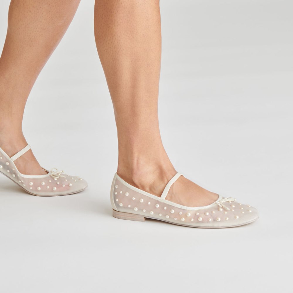 Dolce Vita Cadel Pearl Ballet Flats Ivory Mesh