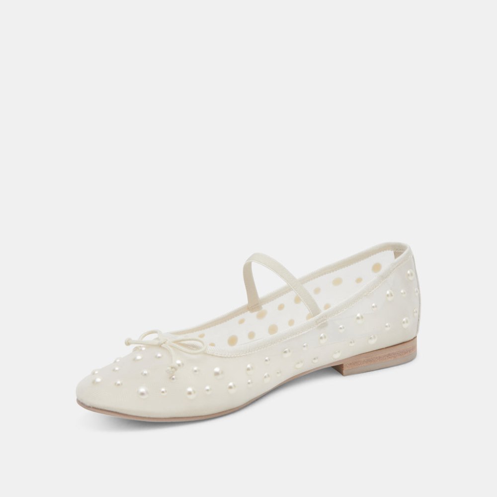 Dolce Vita Cadel Pearl Ballet Flats Ivory Mesh