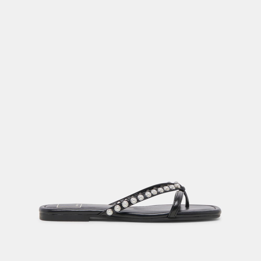 Dolce Vita Lucca Pearl Sandals Black Pearls