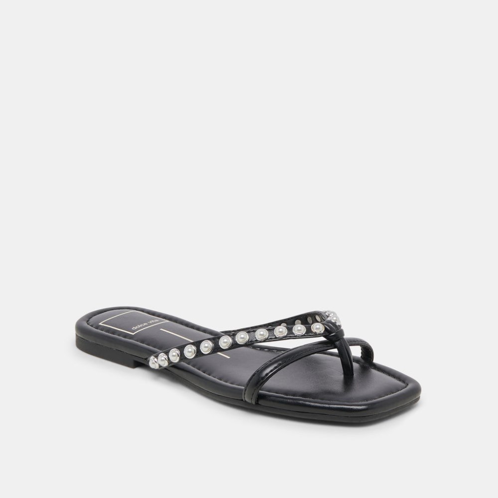 Dolce Vita Lucca Pearl Sandals Black Pearls