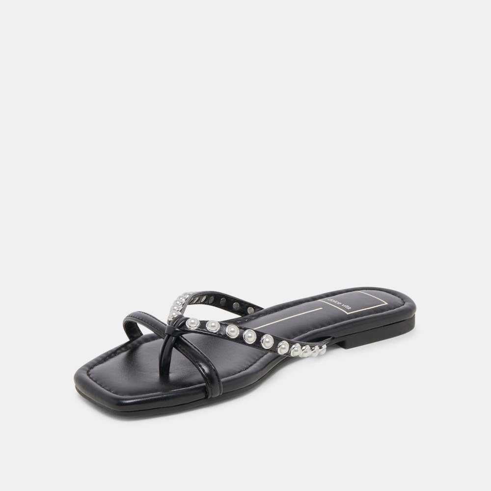 Dolce Vita Lucca Pearl Sandals Black Pearls