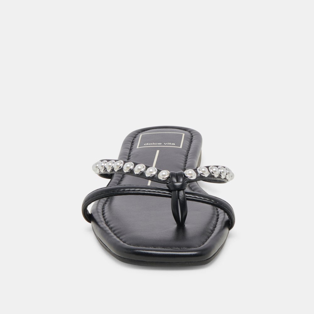 Dolce Vita Lucca Pearl Sandals Black Pearls