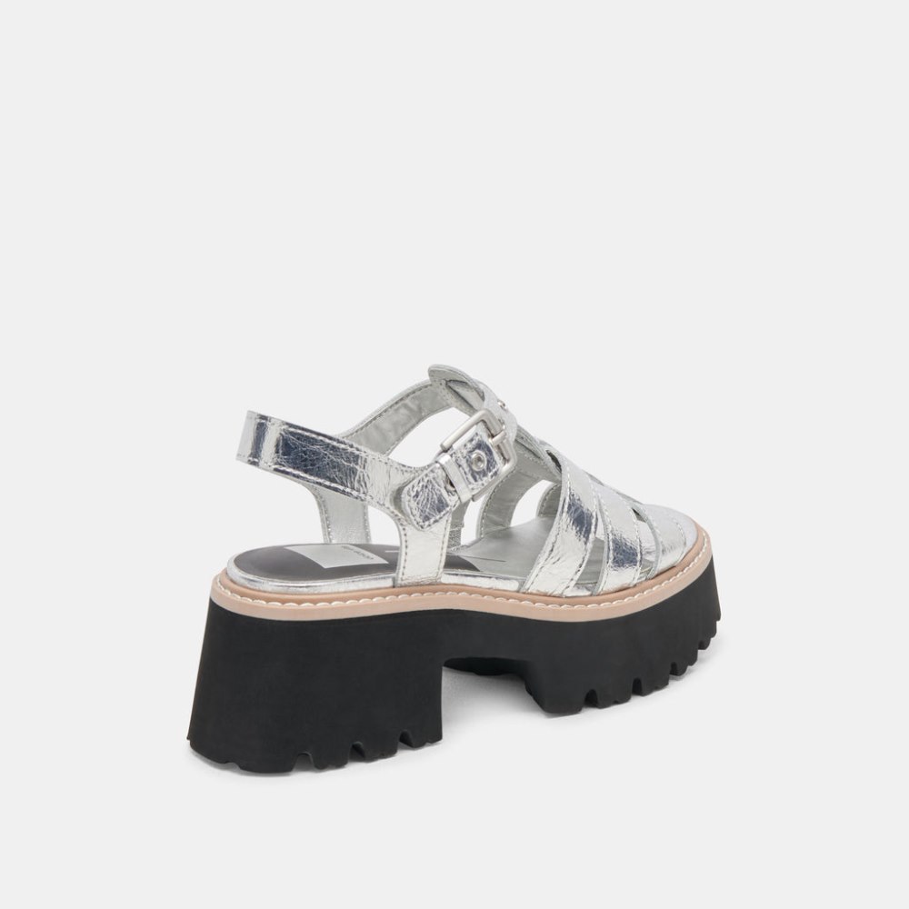 Dolce Vita Latice Sandals Silver Distressed Leather