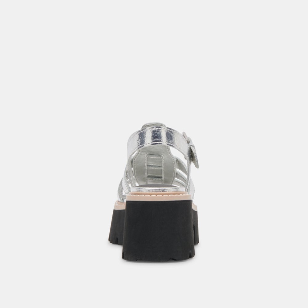 Dolce Vita Latice Sandals Silver Distressed Leather