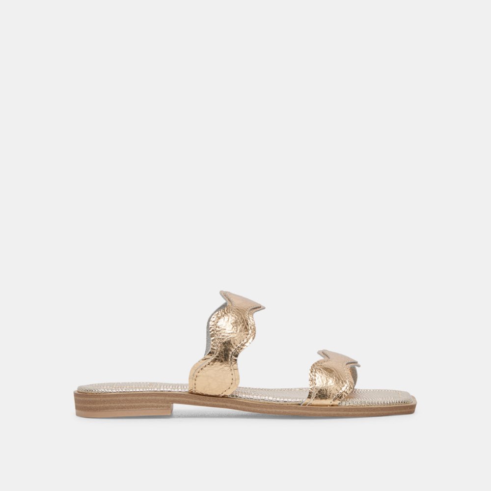 Dolce Vita Ilva Sandals Gold Distressed Leather