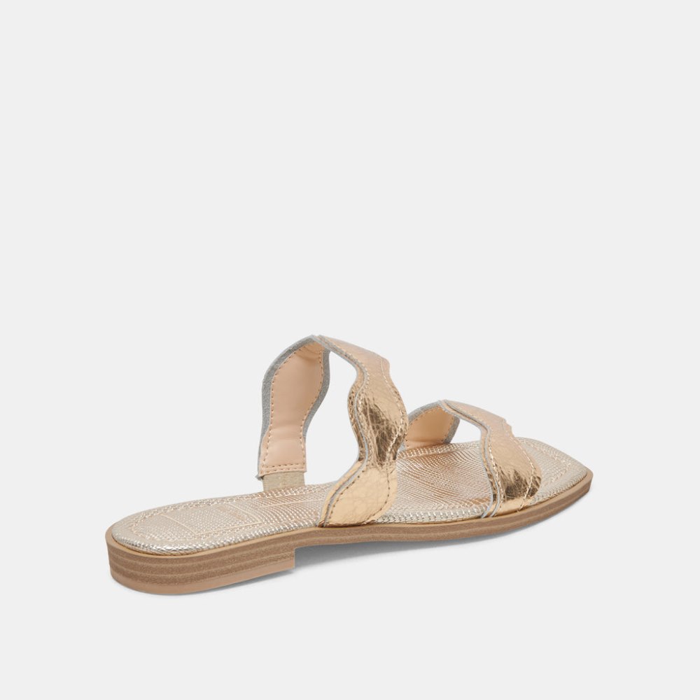 Dolce Vita Ilva Sandals Gold Distressed Leather