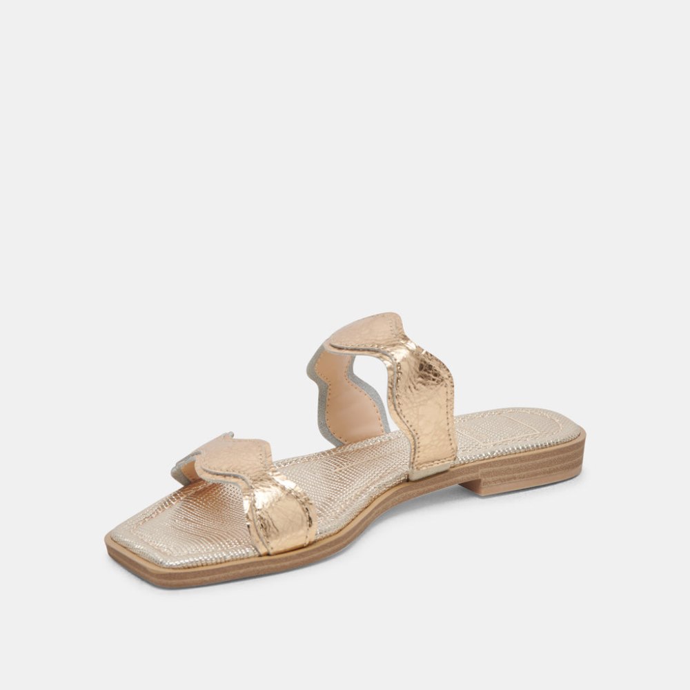 Dolce Vita Ilva Sandals Gold Distressed Leather