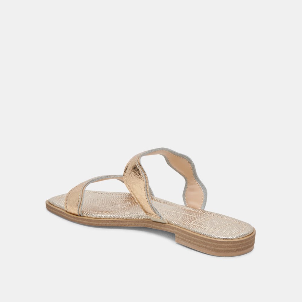 Dolce Vita Ilva Sandals Gold Distressed Leather