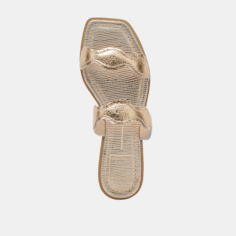 Dolce Vita Ilva Sandals Gold Distressed Leather