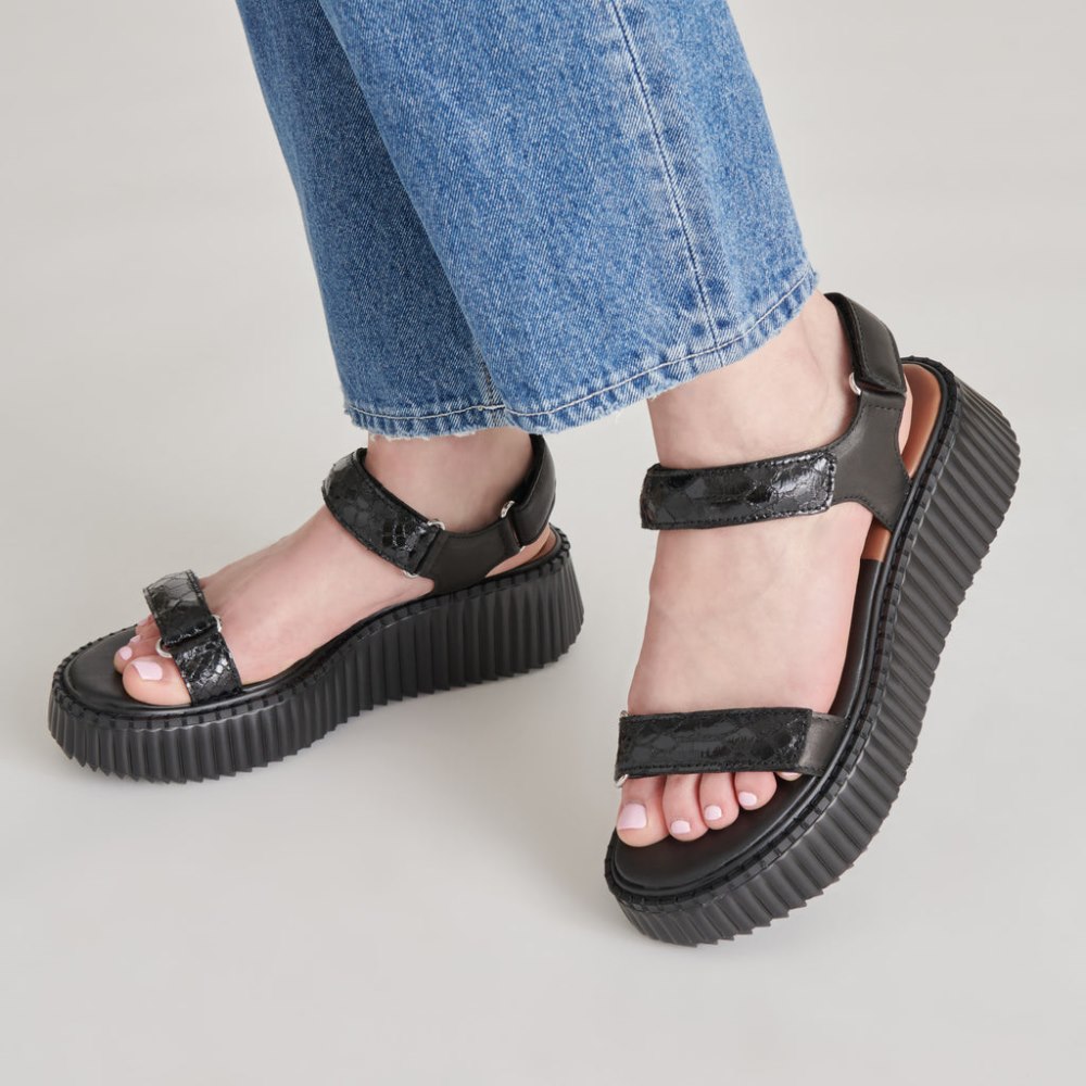 Dolce Vita Debra Sandals Midnight Embossed Leather