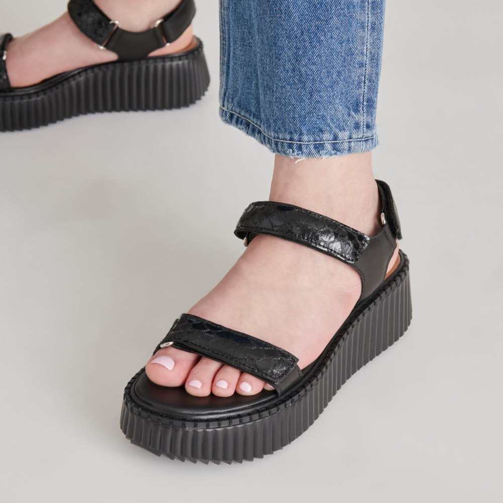 Dolce Vita Debra Sandals Midnight Embossed Leather