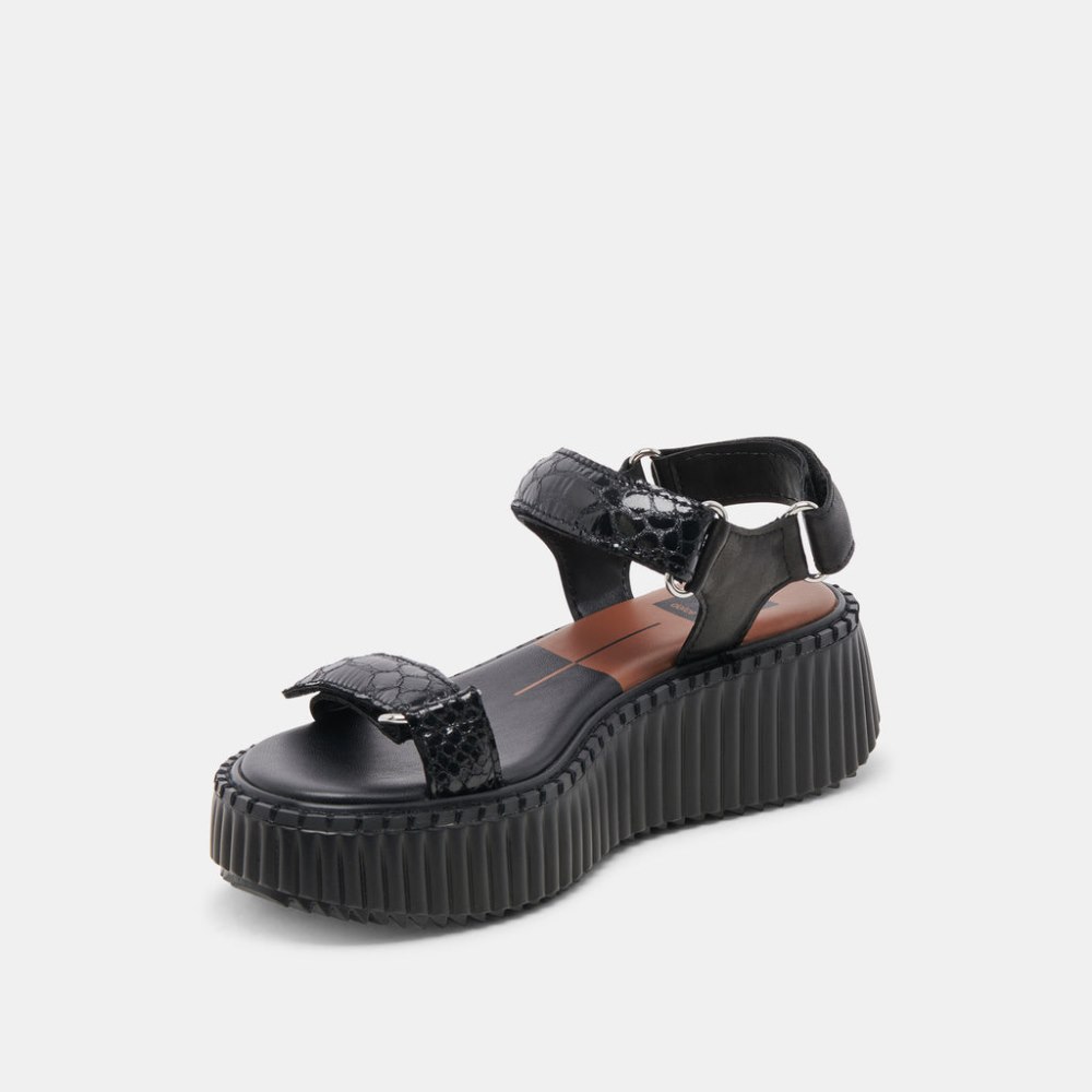 Dolce Vita Debra Sandals Midnight Embossed Leather