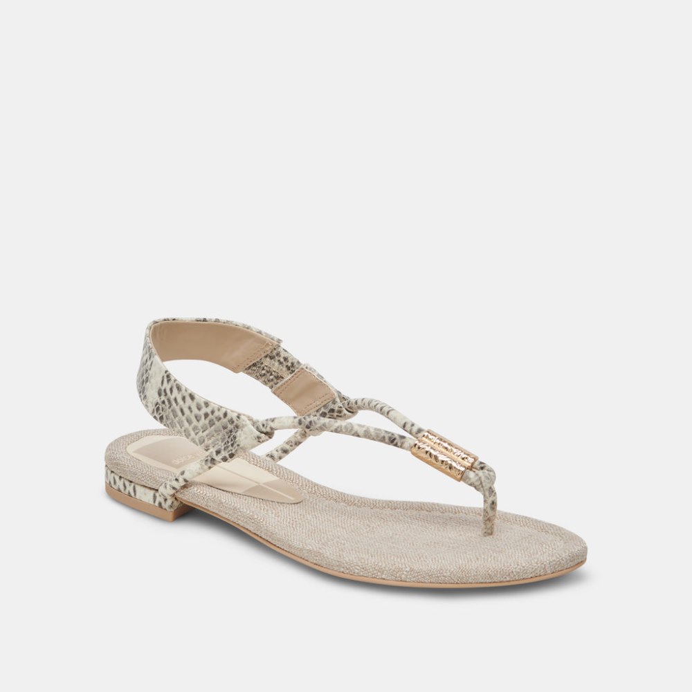 Dolce Vita Bacey Sandals Grey White Embossed Stella