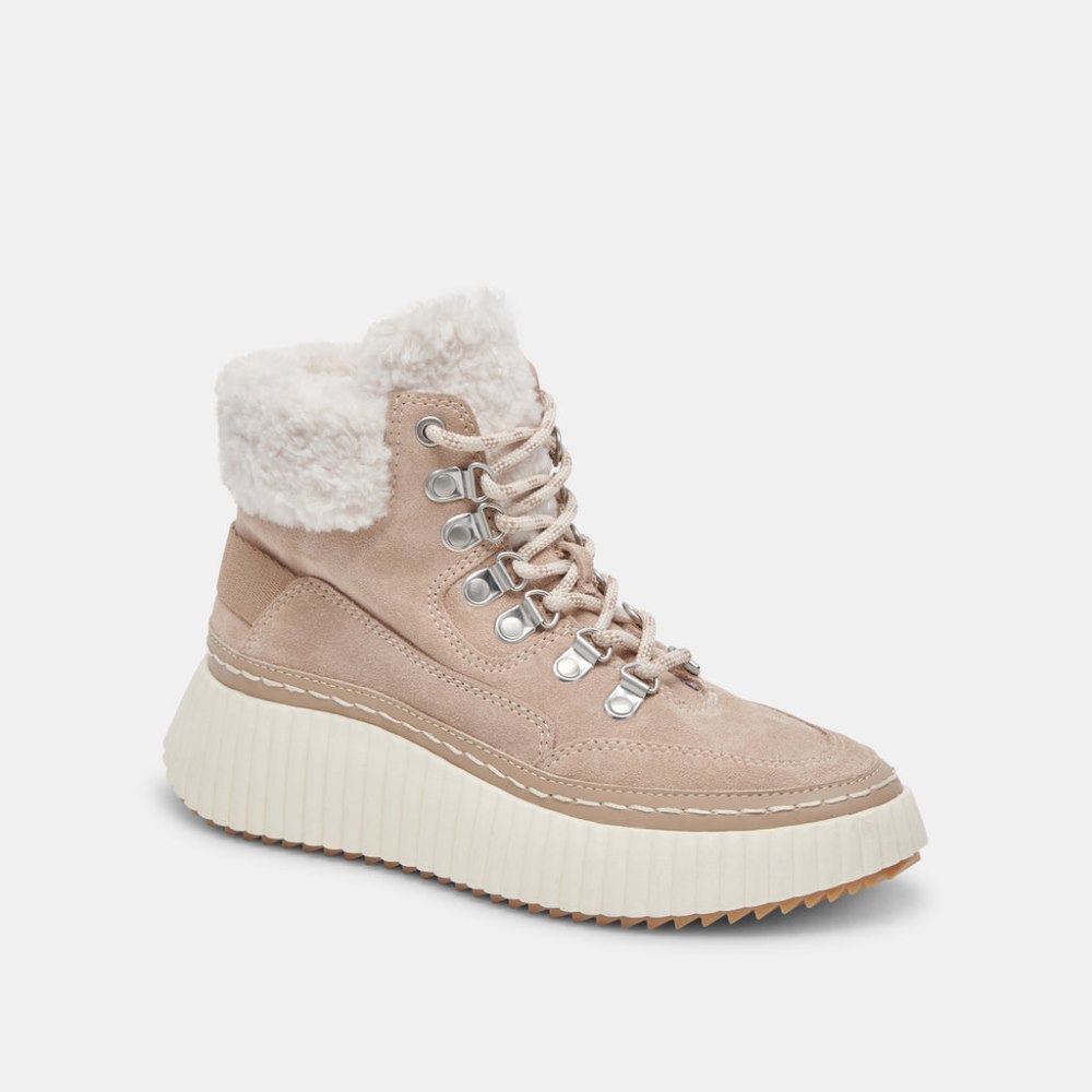 Dolce Vita Debbie Plush Sneakers Taupe Suede