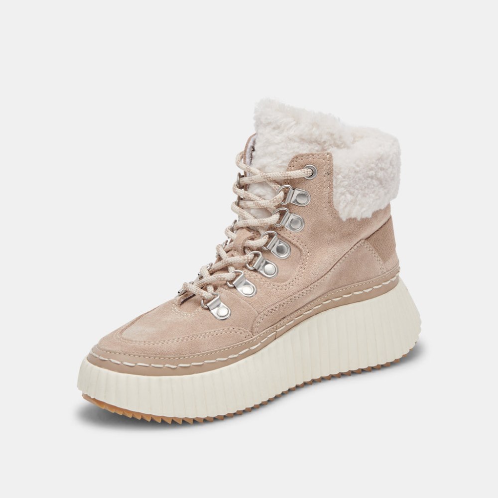 Dolce Vita Debbie Plush Sneakers Taupe Suede