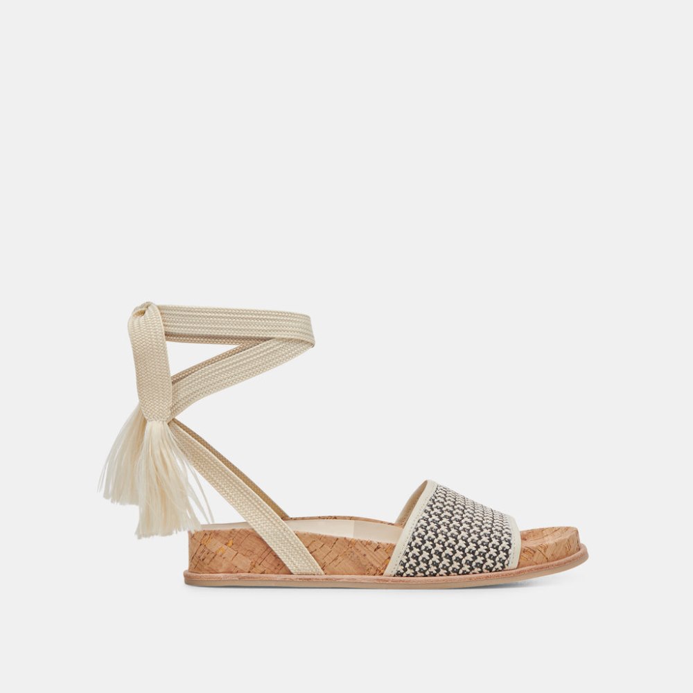 Dolce Vita Salacy Sandals Black Natural Raffia